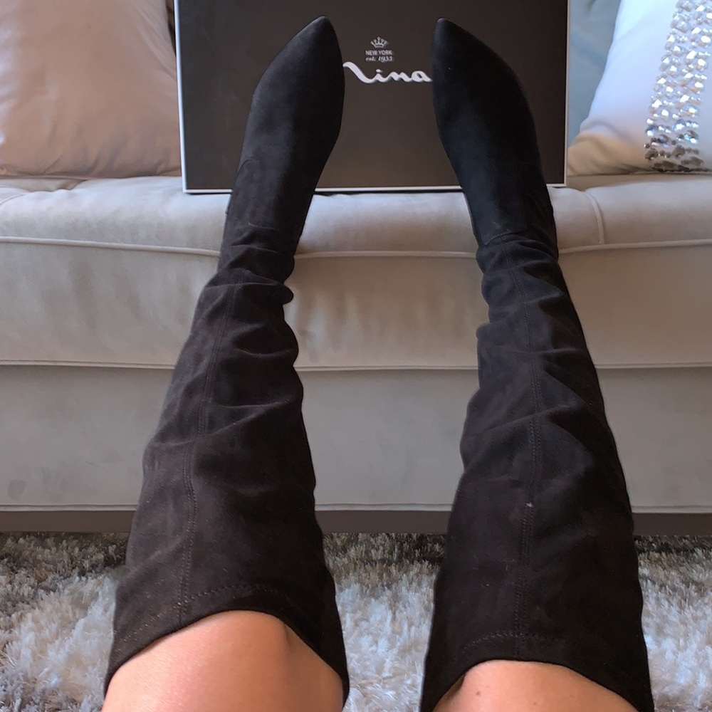 Nina sexy glam suede over the knee boots.